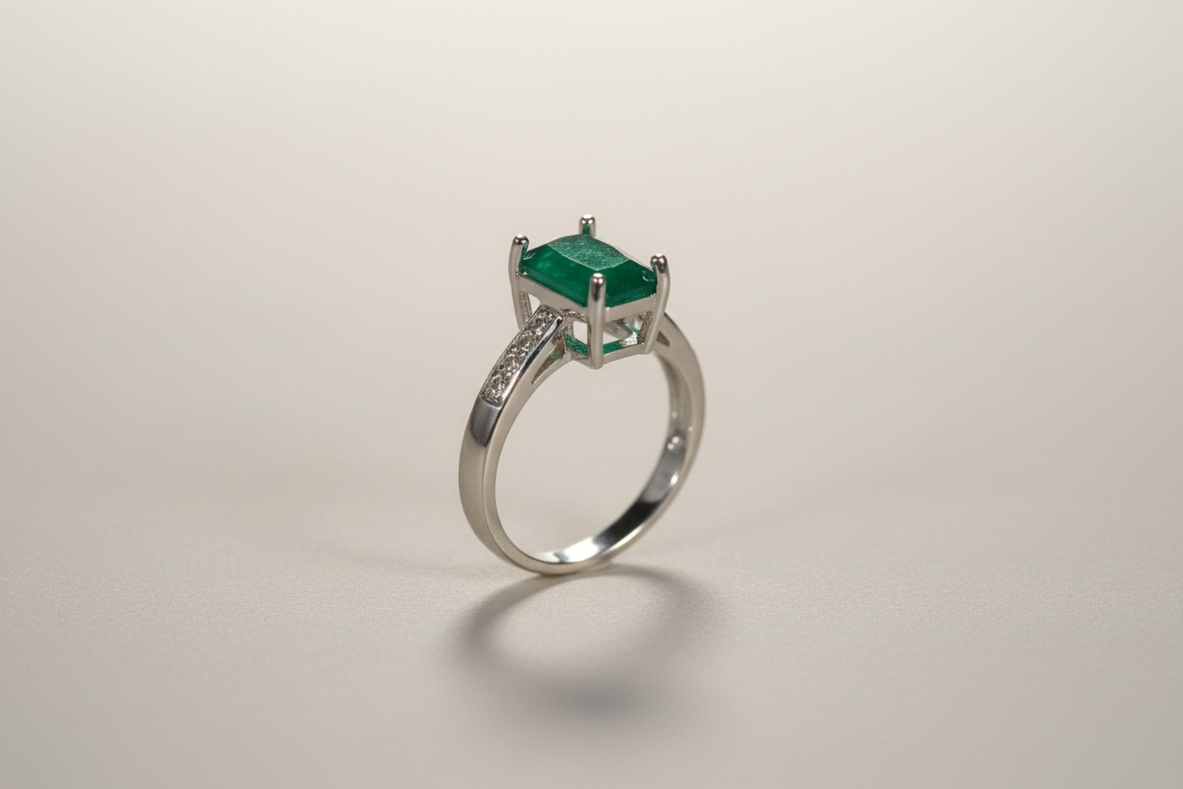 Emerald Green Square Cut Ring
