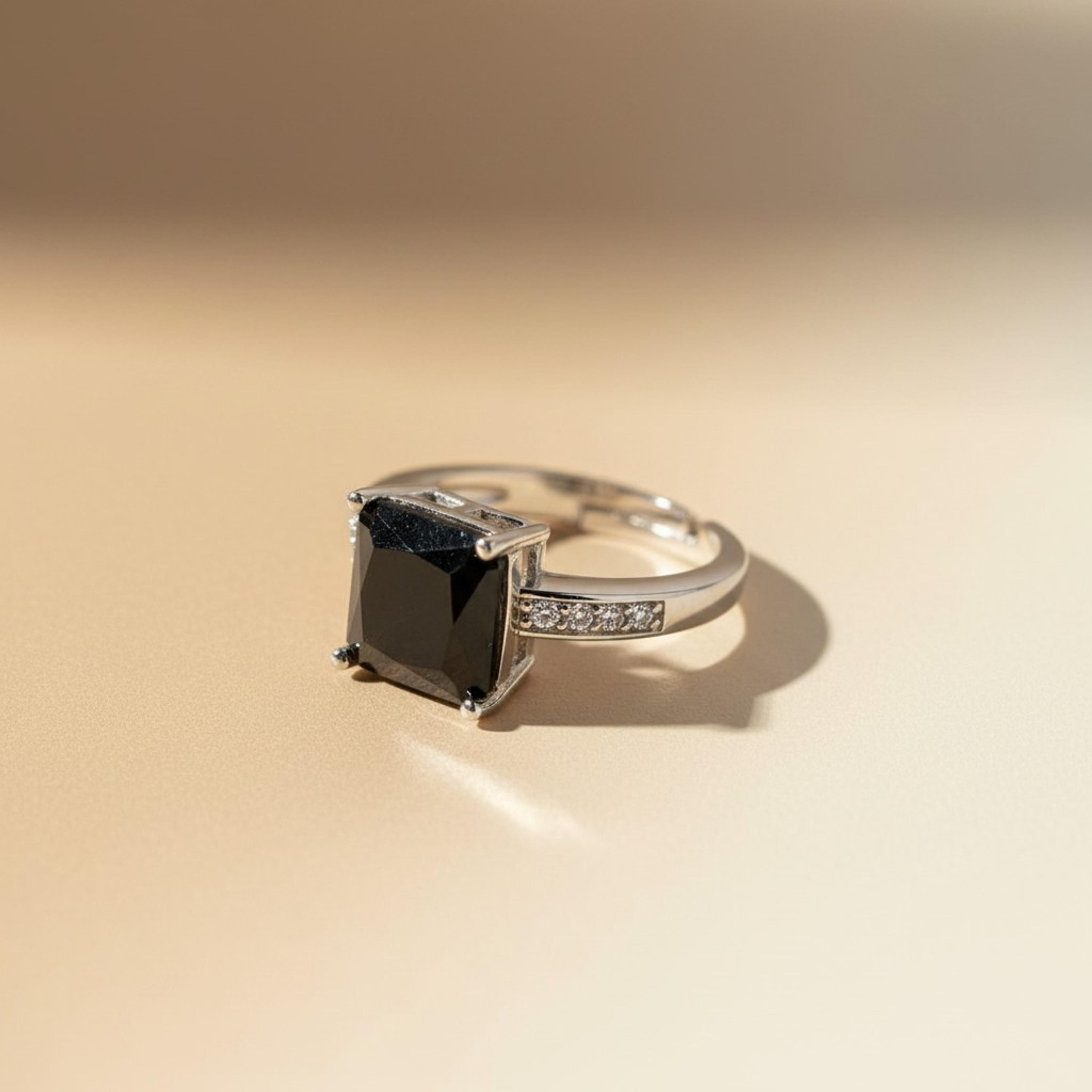 Onyx Black Square-Cut Ring