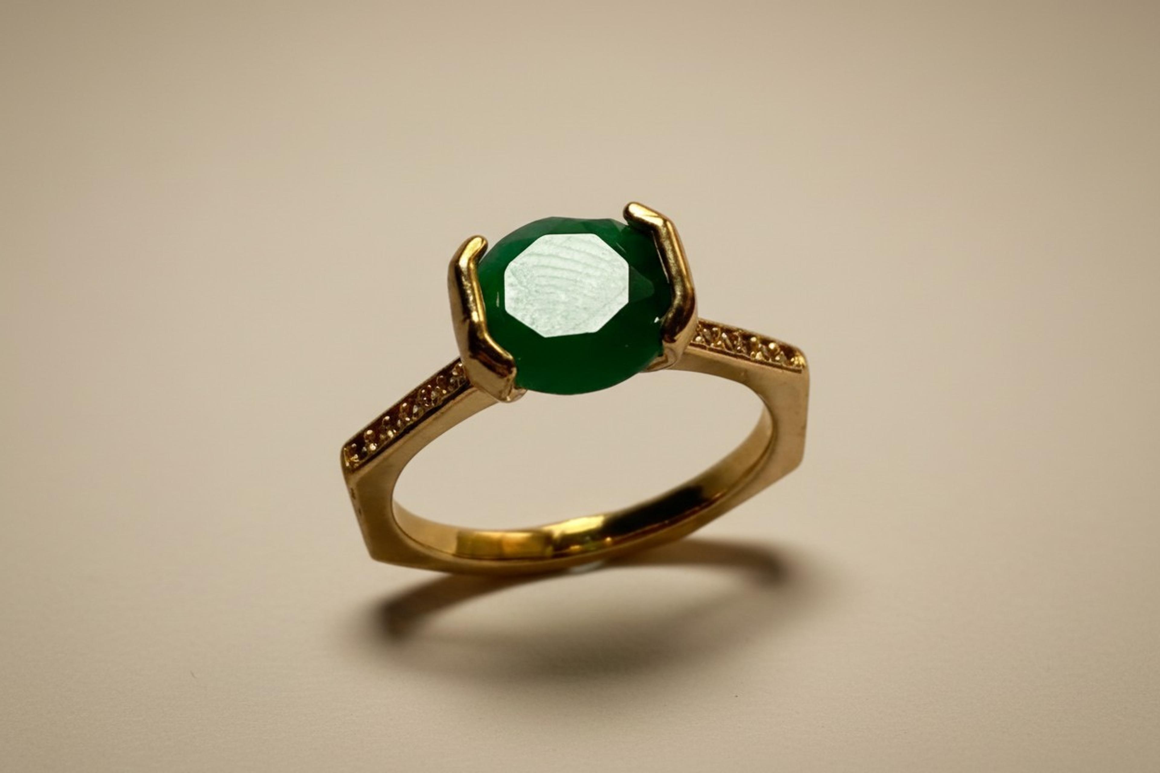 "Geo Lux" Hexagonal Emerald Ring