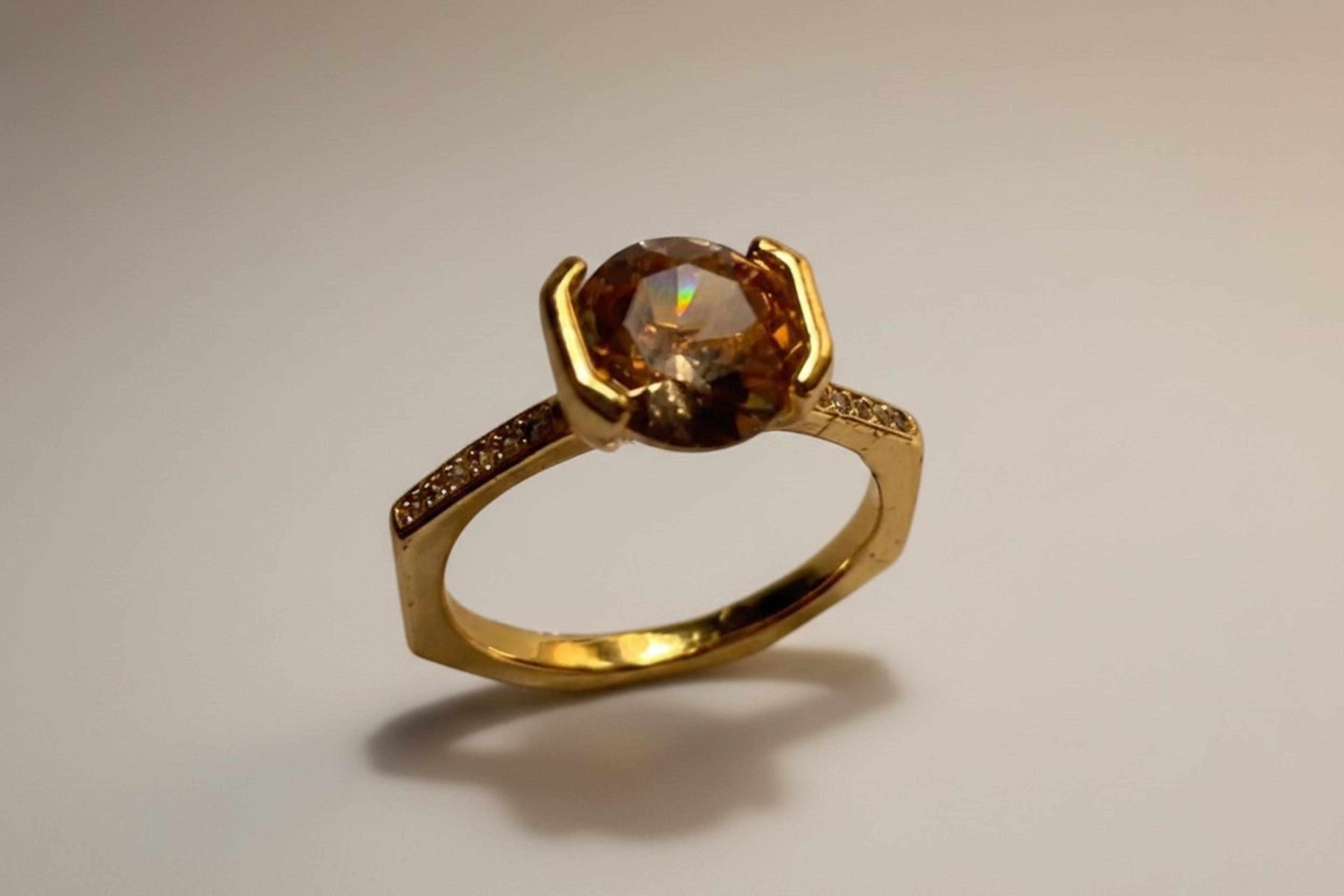 "GEO LUX" Hexagonal Champagne Ring 