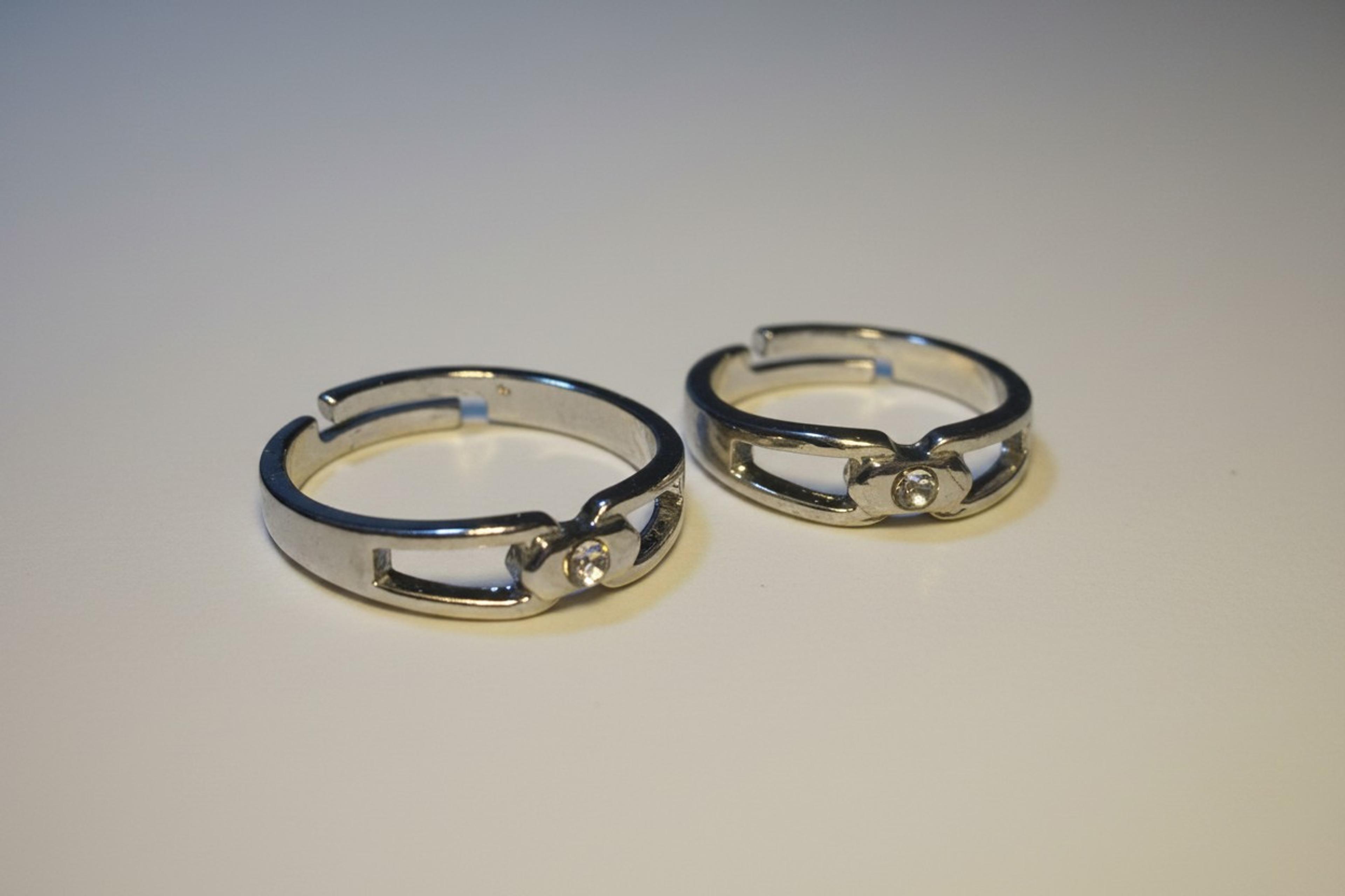Minimalist Crystal-Accent Couple’s Ring Set