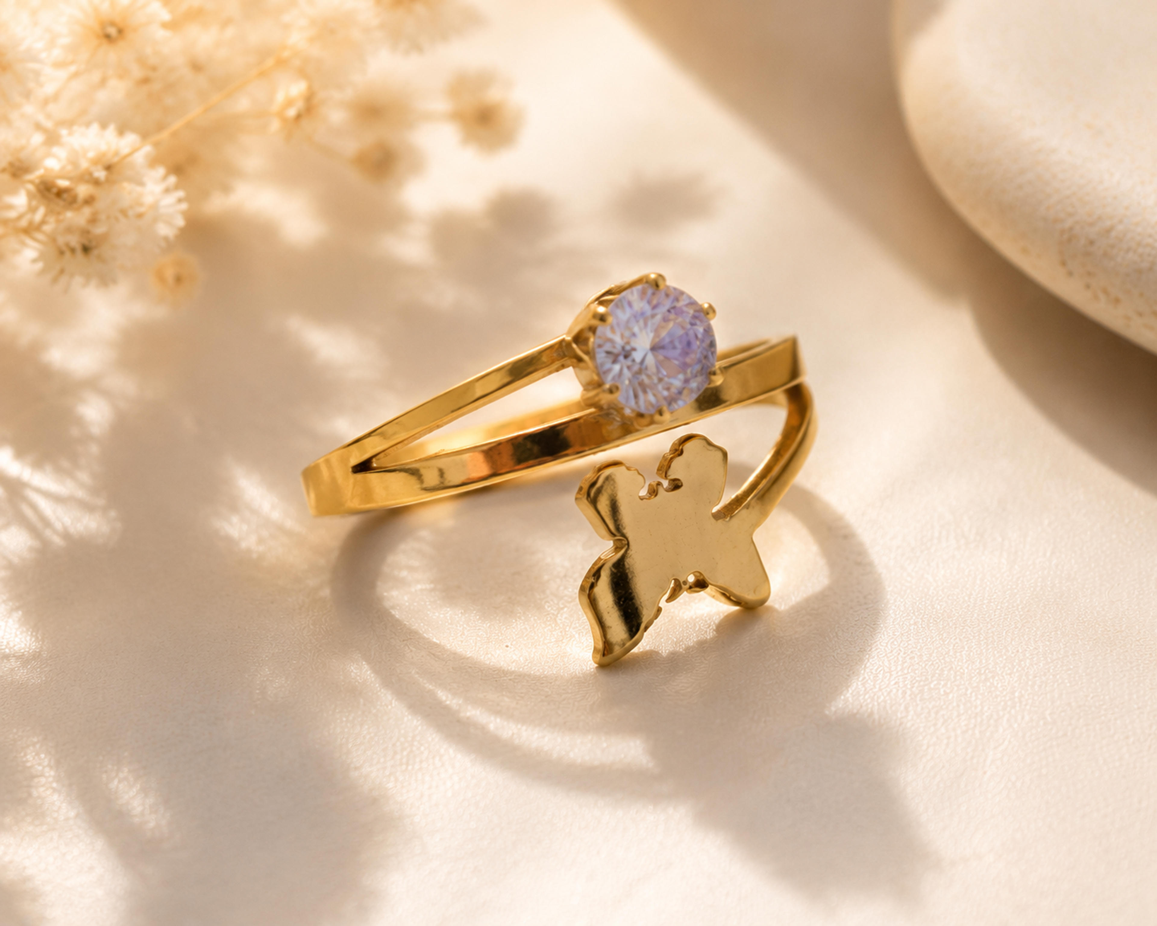 Butterfly Charm Stainless Steel Ring