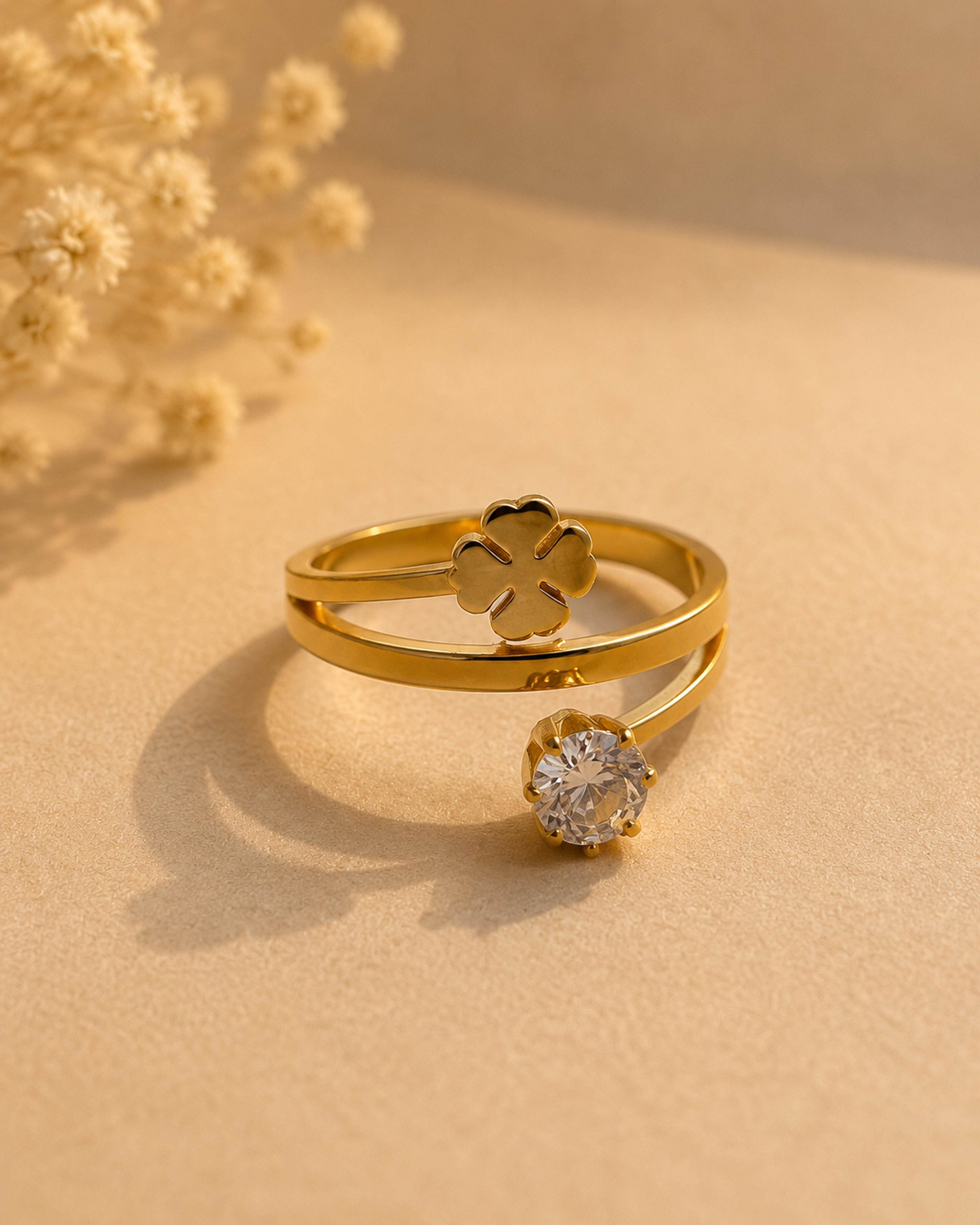 Clover Charm Stainless Steel Ring