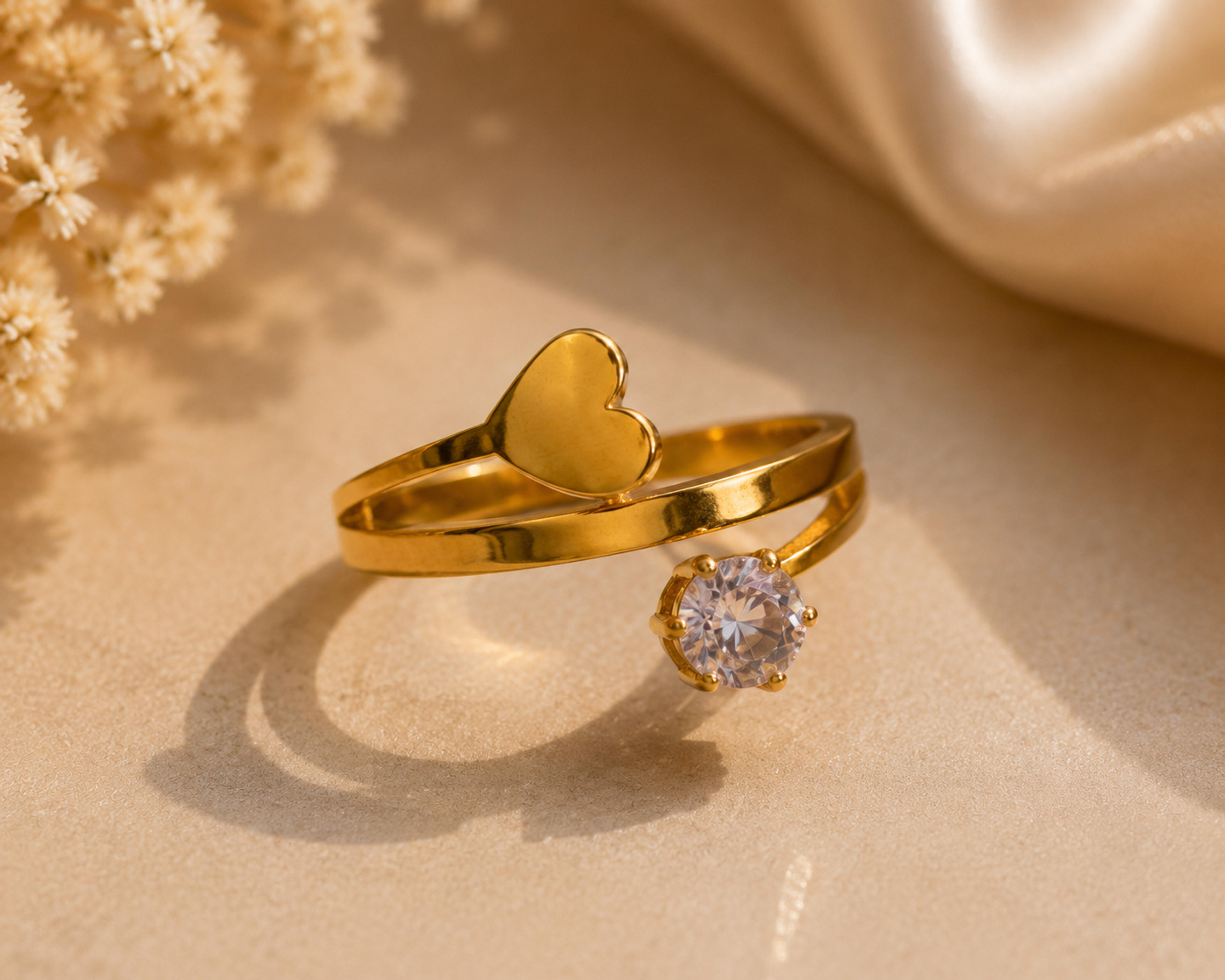 Heart Charm Stainless Steel Ring