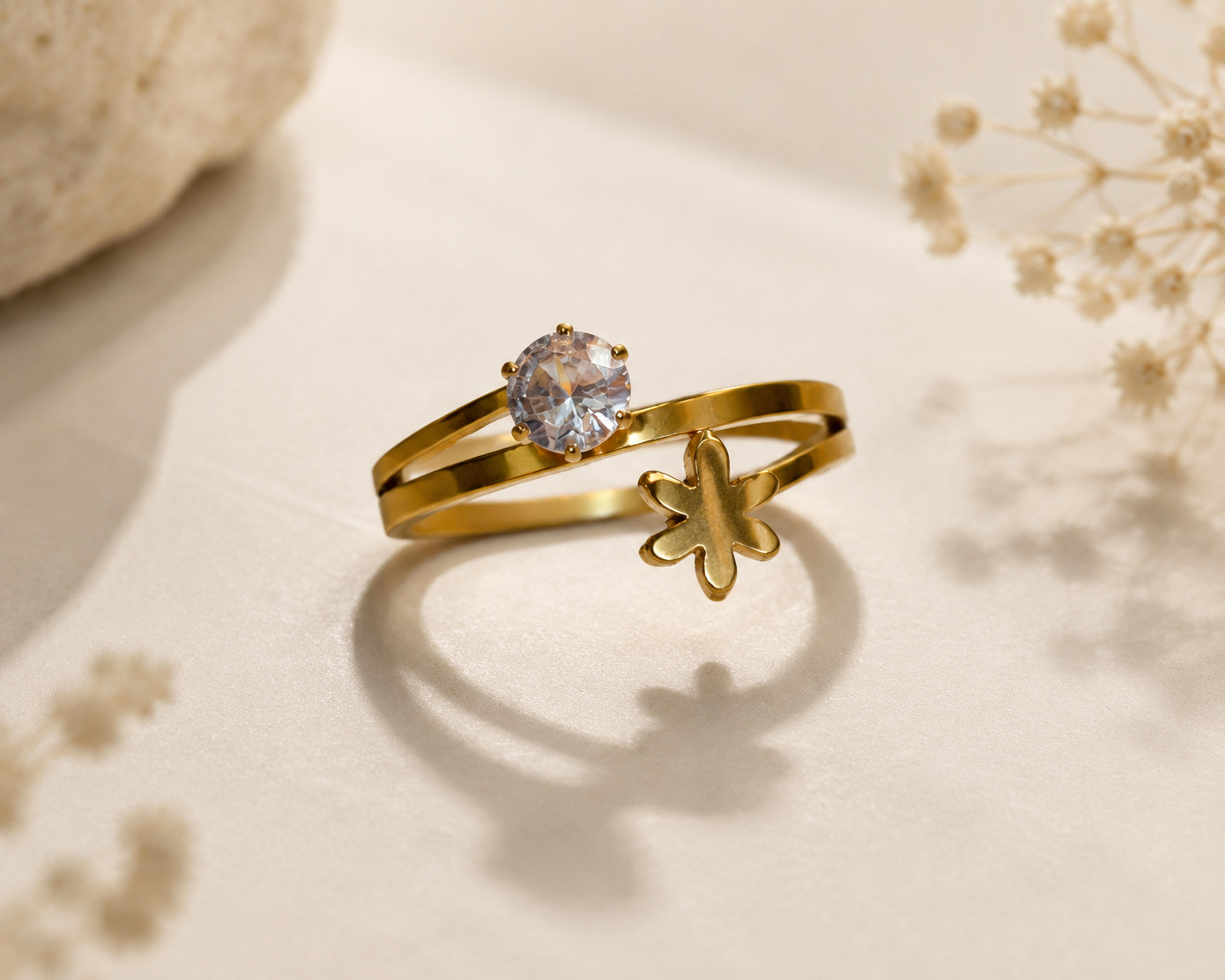 Floral Charm Stainless Steel Ring