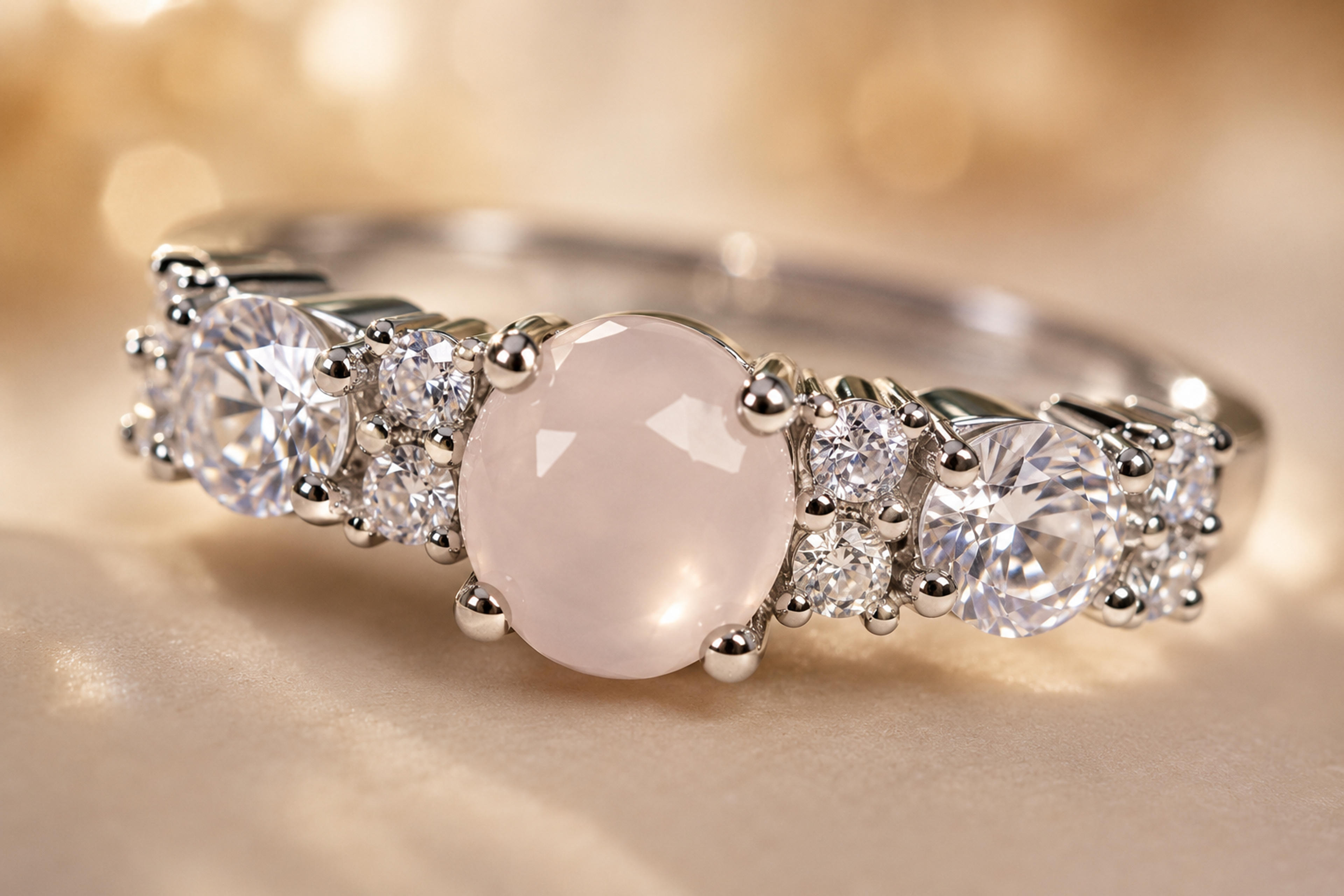 Rose Quartz Crystal Accent Ring 