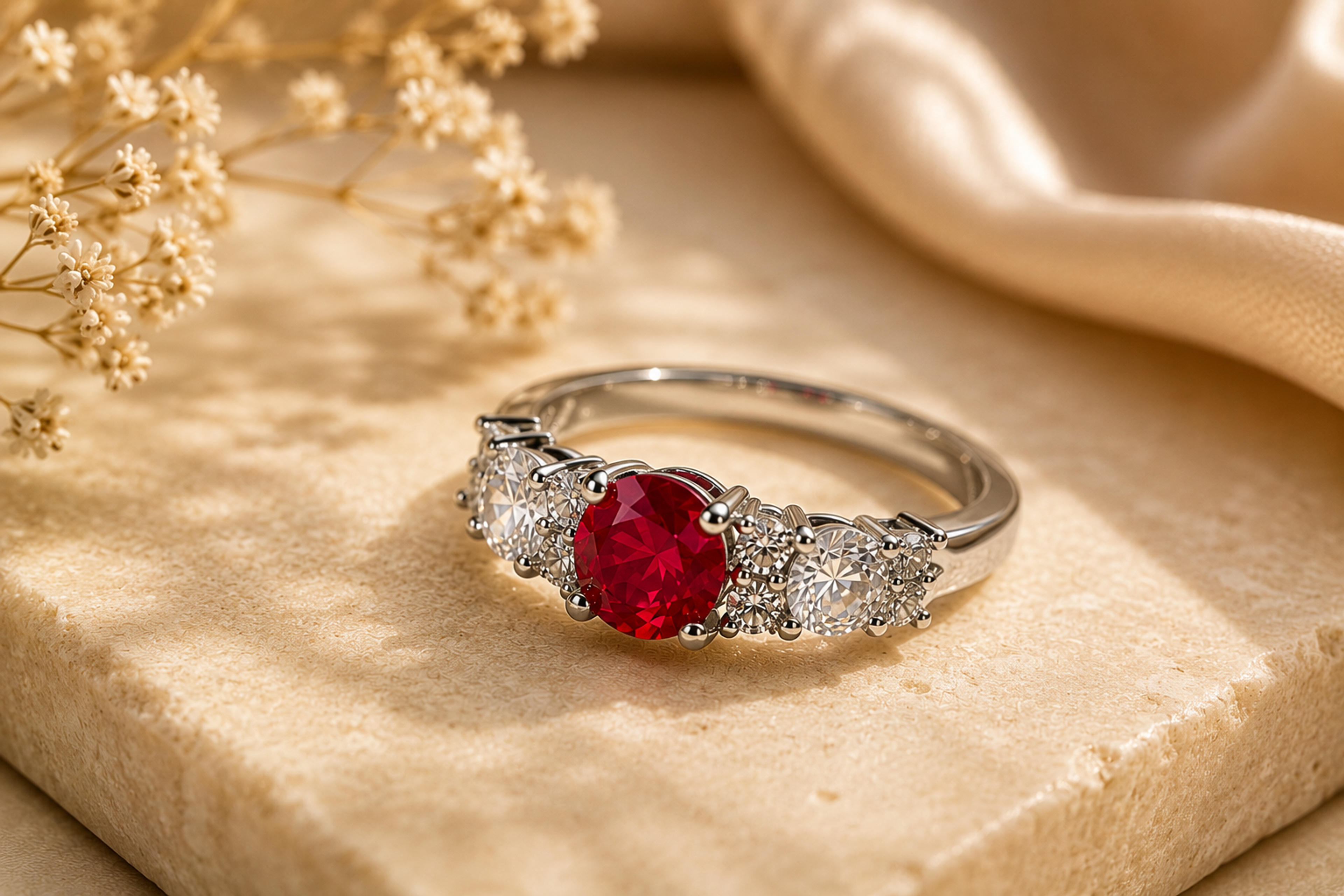Ruby Red Crytsal Accent Ring 