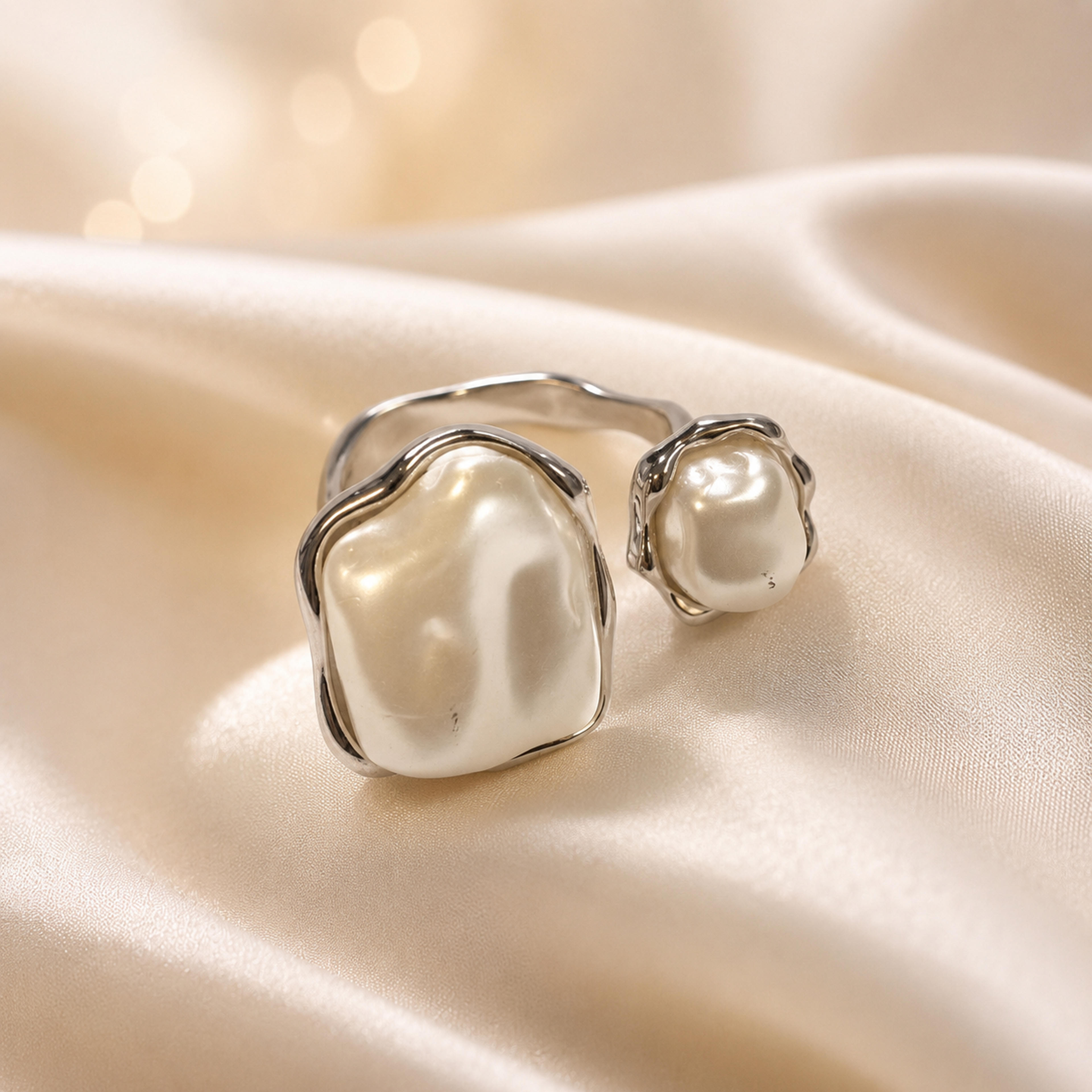 Lunar North Star Mother of Pearl Silver Signet Ring
