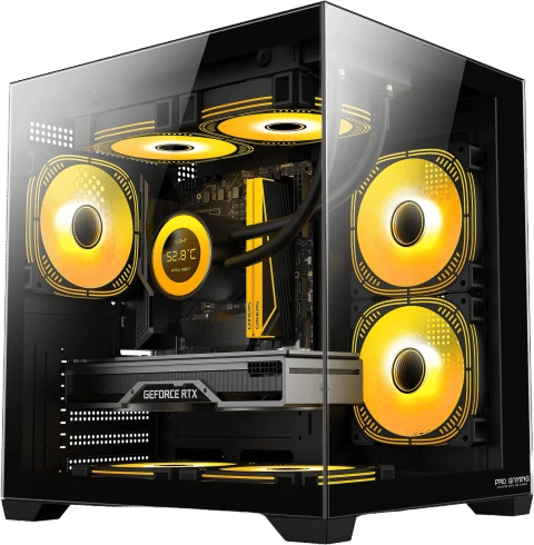 Pro Gaming Ambra Black, Cube Tower, M-ATX, fara sursa, 5x ARGB FAN, Controller ARGB