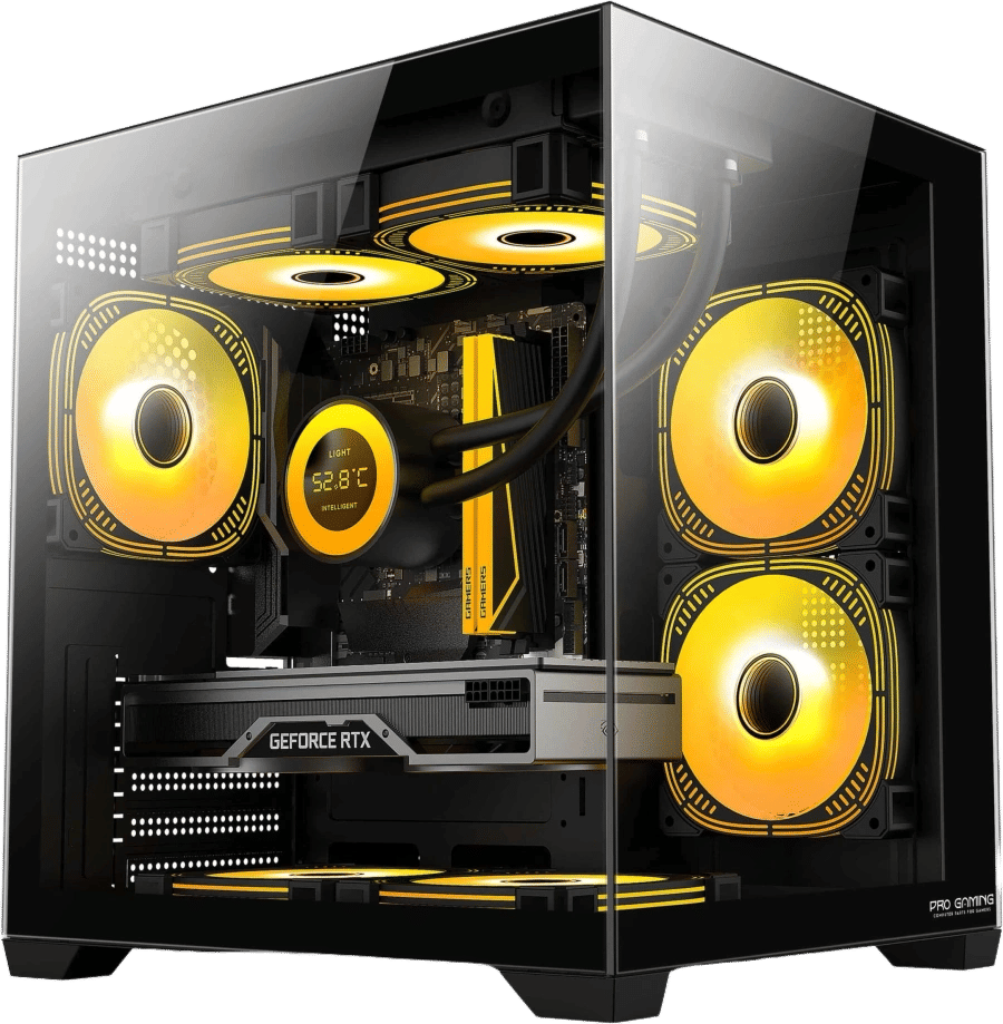 Pro Gaming Ambra Black, Cube Tower, M-ATX, fara sursa, 5x ARGB FAN, Controller ARGB