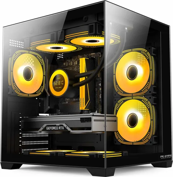 Pro Gaming Ambra Black, Cube Tower, M-ATX, fara sursa, 5x ARGB FAN, Controller ARGB