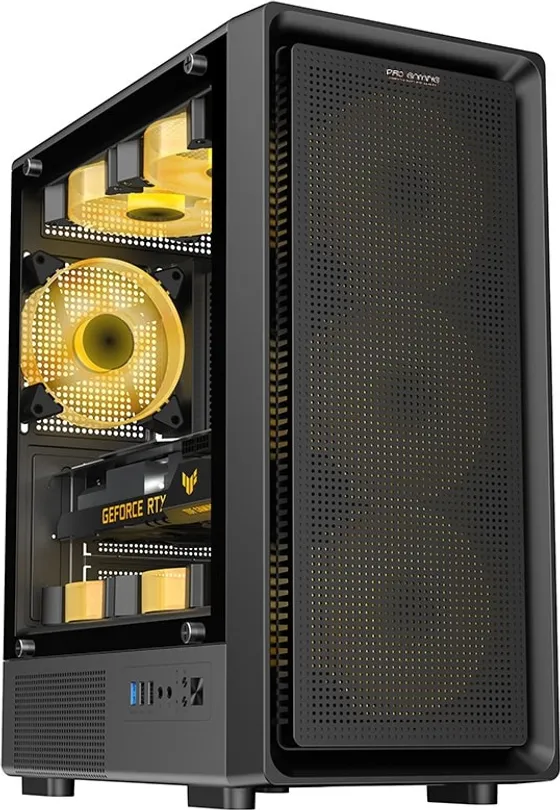 PRO GAMING Vision BLACK, Middle Tower, M-ATX, Fara Sursa, 4X RGB FAN