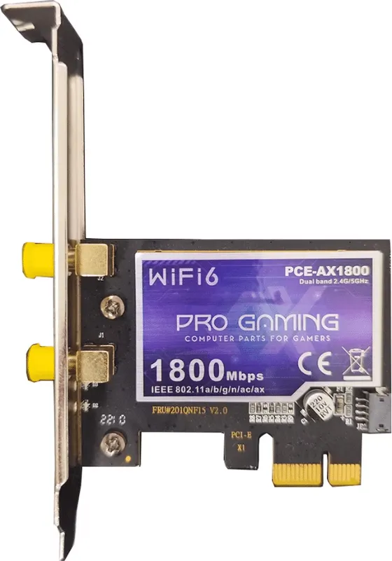 De retea Wireless AX1800, Pro Gaming, Bluetooth 5.2, Wi-Fi 6, PCIe, 1800 Mbps, 2 antene Wi-Fi