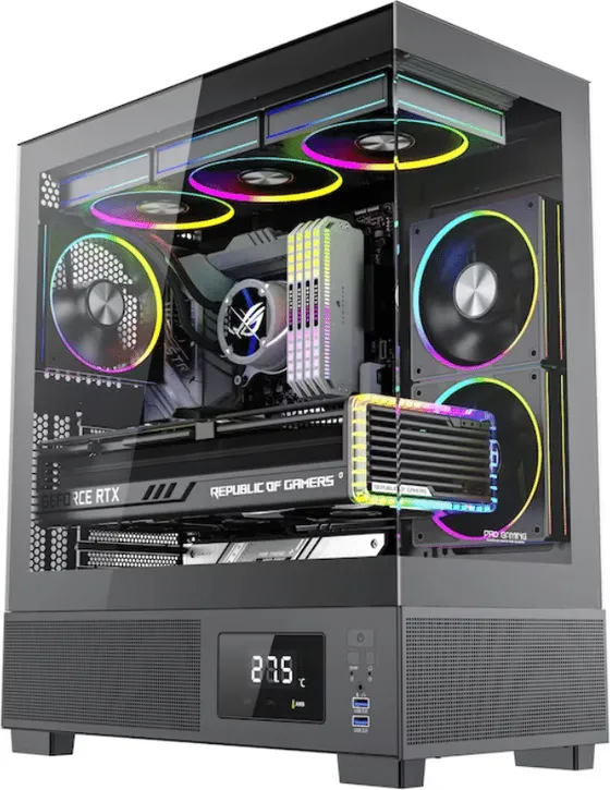 Sistem Desktop Pc Gaming Kian Black Intel Core I7 12700kf pana la 5.0GHz, 16GB RAM DDR5, 1TB SSD, RTX 5060 8GB GDDR7, Wi-Fi 6, Windows 11 Home