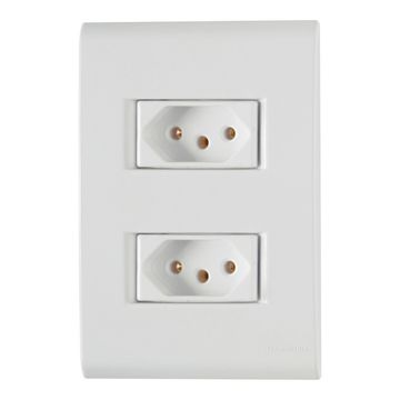 Tomada 2 Pinos + Terra 20A Liz Dupla com Espelho 4x2 Branco Tramontina - 57170/066