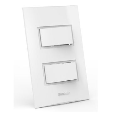 Interruptor 2 Simples 10A 250V com Espelho 4x2 Unitário Beleze Enerbras - 1407-ES