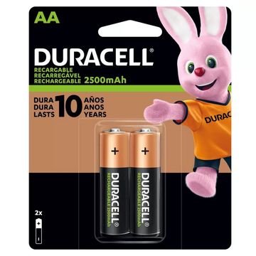Pilha Recarregável AA 2500MAH Duracell - 74451 - Blister com 2 Pilhas