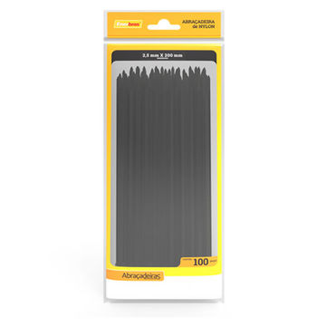 Abraçadeira Plástica Enerbras 2,5 x 200mm Preto A25-E200P - Pacote com 100 Unidades