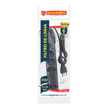 Filtro de Linha Megatron com 5 Tomadas 10A 3 Pinos 1,0 Metro Preto - 31 - 131426