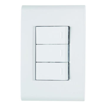 Interruptor 3 Simples 10A Tramontina Liz 57170/070 com Espelho 4x2 Branco-SINOP-03