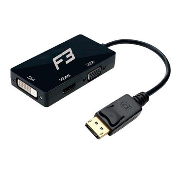 Conversor DisplayPort Macho para VGA/DVI/HDMI Fêmea Preto F3 - 1037 - com Cabo de 15cm