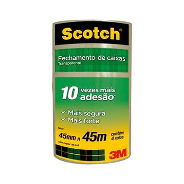 Fita Empacotamento Transparente 45mm x 45 Metros Pacote com 4 Unidades - Scotch - 3M - HB004031199-SINOP-03