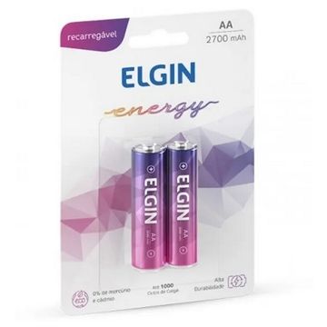 Pilha Recarregável AA 2700MAH Elgin - 82174 - Blister com 2 Pilhas