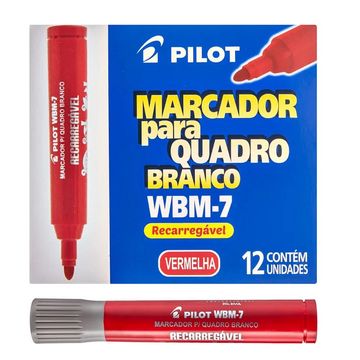 Caneta Quadro Branco Recarregável 4,0mm Caixa com 12 Unidades Vermelho - Pilot - WBM-7