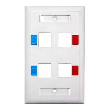 Espelho para Caixa 4x2 para 4 Keystones Branco Seccon SecLan - K-GL-1218D