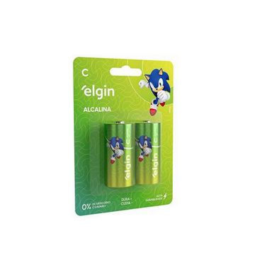 Pilha Alcalina Média C Elgin - 82156 - Blister com 2 Pilhas