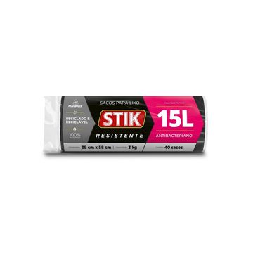 Saco de Lixo Preto 15 Litros 39x58cm Stik - 10121041 - Pacote com 40 Unidades