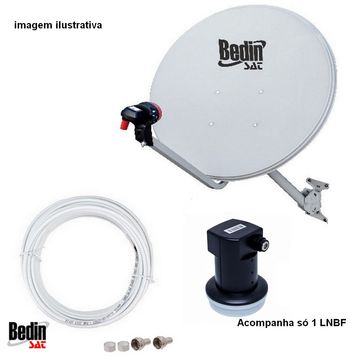 Kit Antena KU 60cm com LNBF + Cabo RG-59 15 metros - Bedin Sat - 20201023