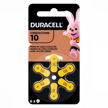 Pilha Auditiva PR10 1,45 Volts Duracell - 71357 - Blister com 6 Unidades
