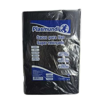 Saco de Lixo Preto Reforçado 50 Litros 63x80cm 006 Plasmundi - Pacote com 50 Unidades-SINOP-03