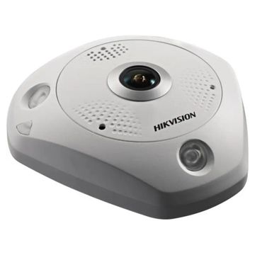 Câmera CFTV IP PoE DS-2CD63C5G0-IS FishEye 12MP IR 15m 1,29 mm com Entrada e Saída de Áudio e Alarme Hikvision