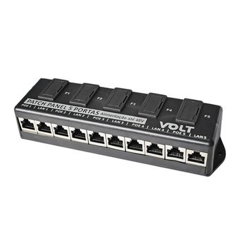 Patch Panel Volt 5 Portas 10/100 com PoE até 48 Volts - 12.01.002