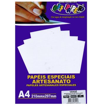 Papel Vergê A4 com 50 Folhas 180 Gramas Branco - Off Paper - 00001-SINOP-03