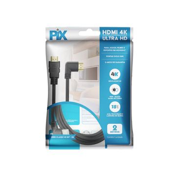 Cabo HDMI Macho x Macho 2.0 4K 19 Pinos Gold 90 Graus Ultra HD 2,0 Metros PIX - 018-3322-SINOP-03