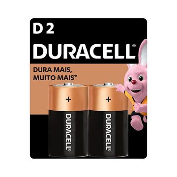 Pilha Alcalina Grande D Duracell - MN1300B2/74442 - Blister com 2 Pilhas