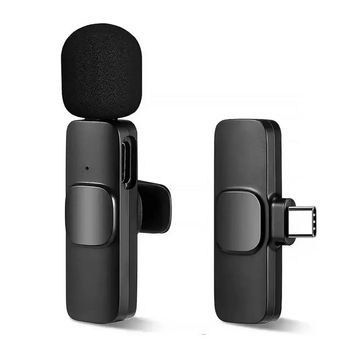 Microfone de Lapela Duplo sem Fio para Smartphone Type-C Preto - K9 - TC-F3