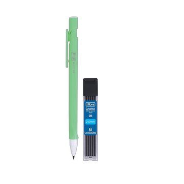 Lapiseira Plástica 2.0mm com Apontador Verde Tilibra - Unitário - Blister com Grafite - 347485