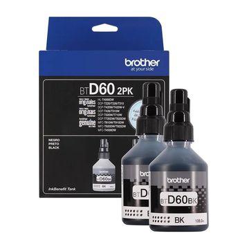 Tinta para Cartucho Brother Preto Original - BTD602PK Kit com 2 Refis - 7.500 Páginas para T420W, T510W, T520W, T710W, T720DW, T820DW, T910DW, T4000DW