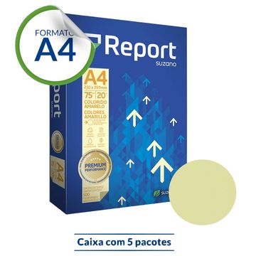 Papel A4 Amarelo Report Caixa com 5 Resmas com 500 Folhas 210 x 297 75 Gramas - 51007711-SINOP-03