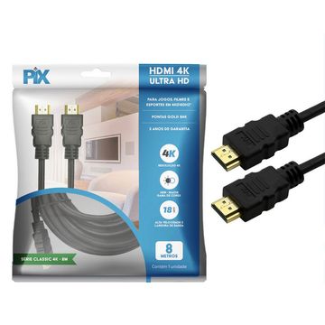 Cabo HDMI Macho x Macho 2.0 4K HDR 19 Pinos 8,0 Metros PIX - 018-2228