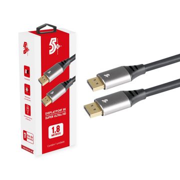 Cabo Displayport Macho 8K HDR 1,8 Metros Preto 5+ - 018-7499