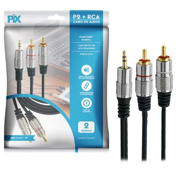 Cabo P2 Performance Sound P2-Macho - RCA-Macho Estéreo 2 Metros Gold Fitz Metal - 018-0702-SINOP-03