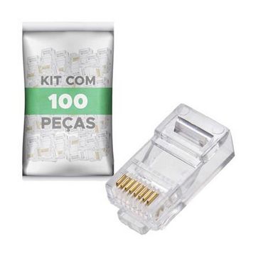 Conector RJ45 5+ Macho 8x8 Cat5E - 100 Unidades - 062-0045