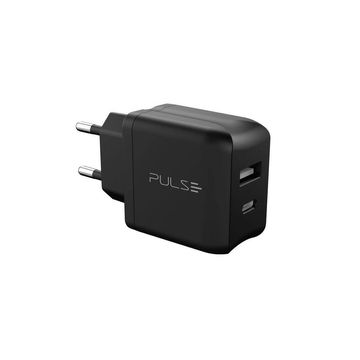 Carregador de Celular Parede com 2 Portas USB/Type-C 3.0A 20W Ultra Rápido Bivolt Preto Pulse - CB163