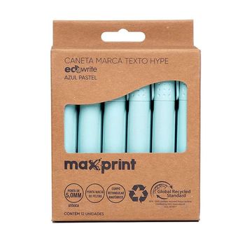Caneta Marca Texto Ecowrite Hype Azul Pastel Caixa com 12 Unidades - Maxprint - 70000015