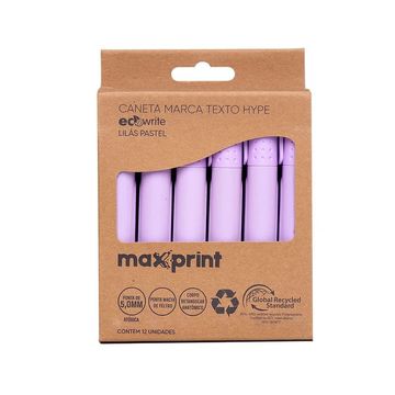 Caneta Marca Texto Ecowrite Hype Lilás Pastel Caixa com 12 Unidades - Maxprint - 70000017